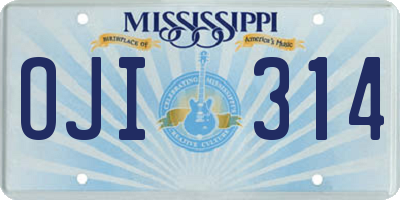 MS license plate OJI314