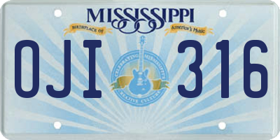 MS license plate OJI316