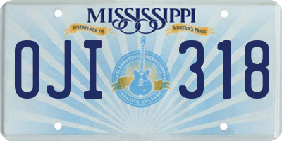 MS license plate OJI318