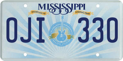 MS license plate OJI330
