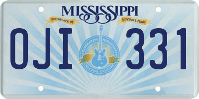 MS license plate OJI331
