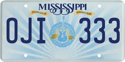MS license plate OJI333
