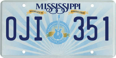 MS license plate OJI351