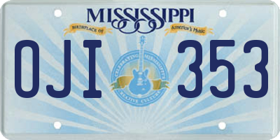 MS license plate OJI353