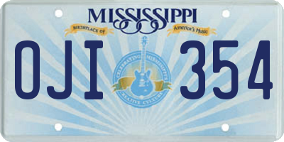 MS license plate OJI354