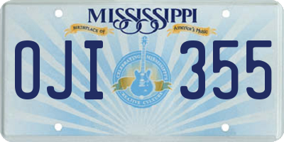 MS license plate OJI355