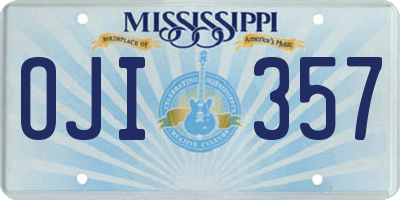 MS license plate OJI357