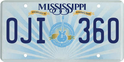 MS license plate OJI360