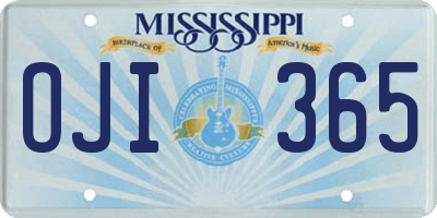 MS license plate OJI365