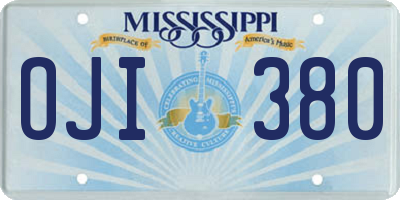 MS license plate OJI380