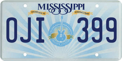 MS license plate OJI399