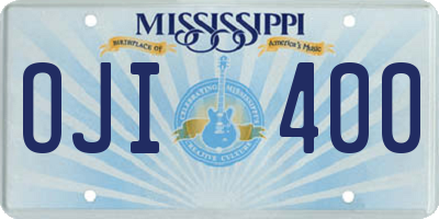 MS license plate OJI400