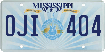 MS license plate OJI404