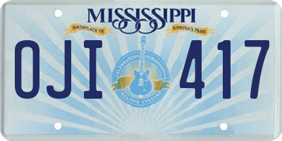 MS license plate OJI417