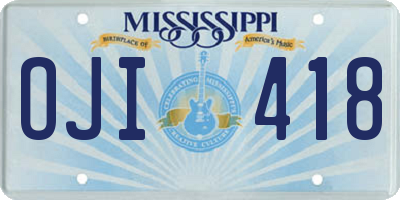 MS license plate OJI418