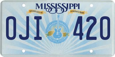 MS license plate OJI420