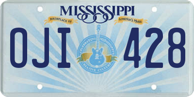 MS license plate OJI428