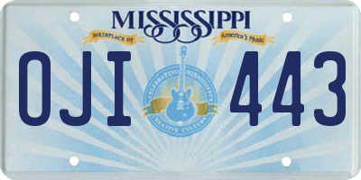 MS license plate OJI443