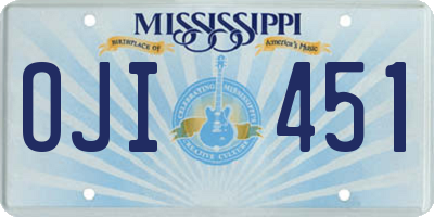 MS license plate OJI451