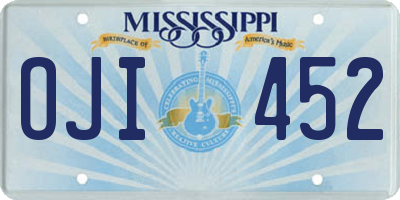 MS license plate OJI452
