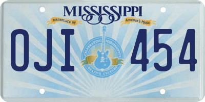 MS license plate OJI454