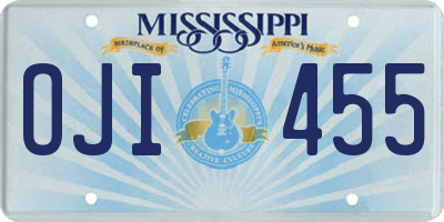 MS license plate OJI455