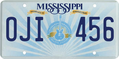 MS license plate OJI456