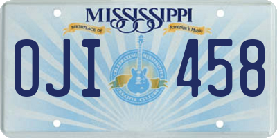 MS license plate OJI458