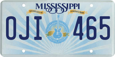 MS license plate OJI465