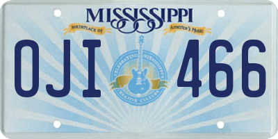 MS license plate OJI466