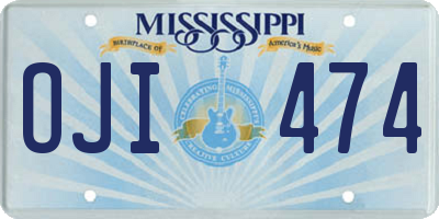 MS license plate OJI474