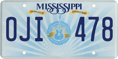 MS license plate OJI478