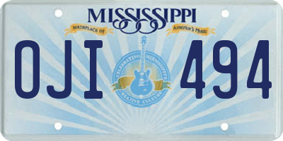 MS license plate OJI494
