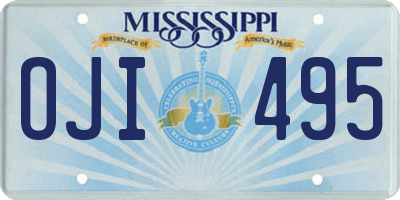 MS license plate OJI495