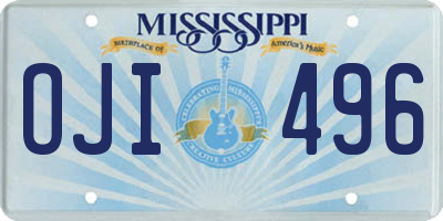 MS license plate OJI496