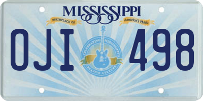 MS license plate OJI498