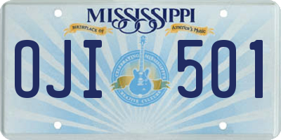 MS license plate OJI501