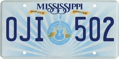 MS license plate OJI502