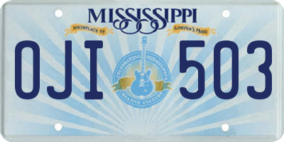 MS license plate OJI503