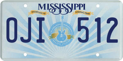 MS license plate OJI512