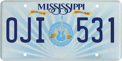 MS license plate OJI531