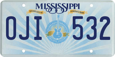 MS license plate OJI532