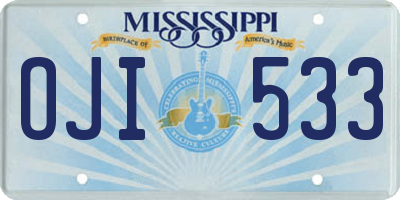 MS license plate OJI533