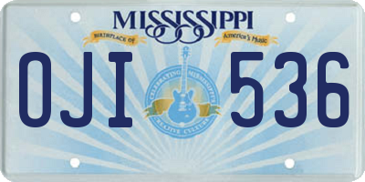 MS license plate OJI536