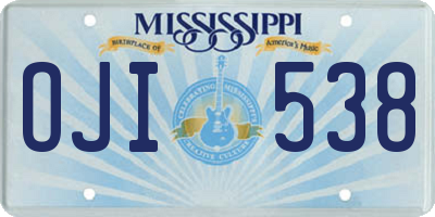 MS license plate OJI538