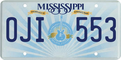 MS license plate OJI553