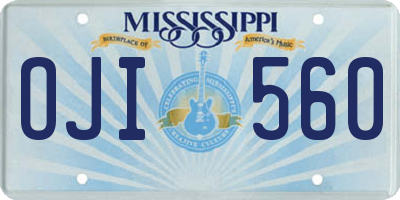MS license plate OJI560
