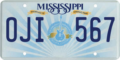 MS license plate OJI567
