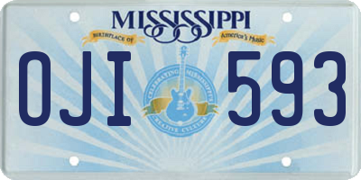 MS license plate OJI593