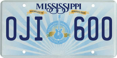 MS license plate OJI600